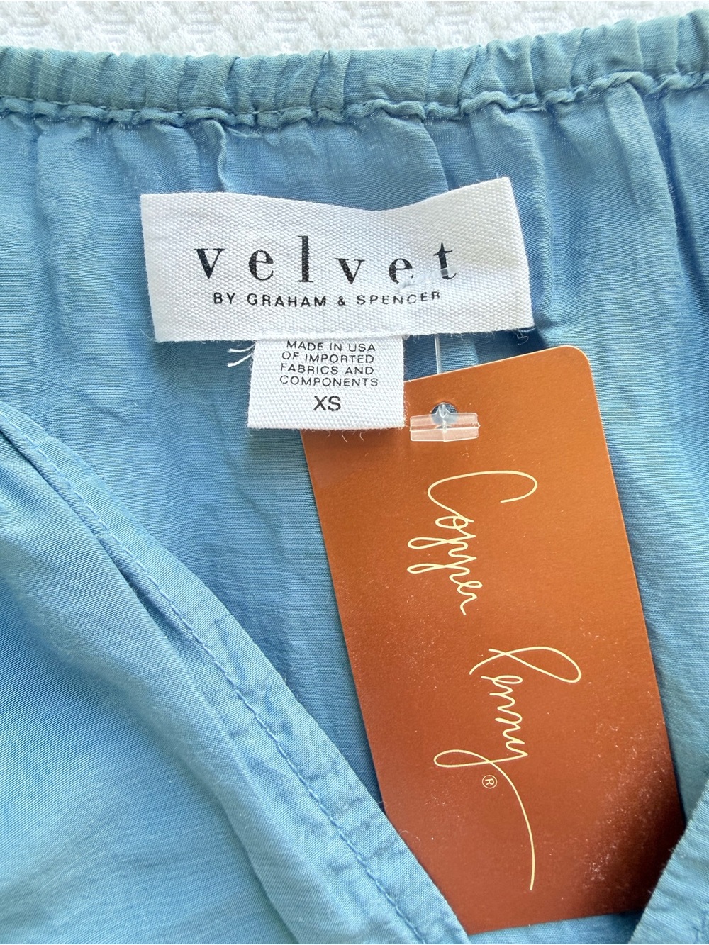 NWT Velvet Kristen Cotton Voile Top, Blue | Size XS - Picture 5 of 7